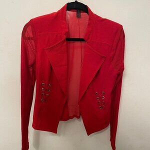 Material Girl Brand Red Sheer Mesh Blazer Jacket